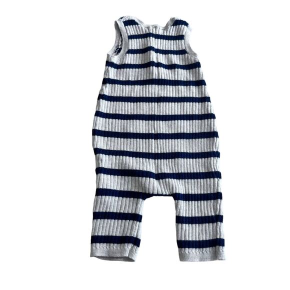 Mabli boys ecru navy stripe rib knit sleeveless romper 6 months - Picture 4 of 7